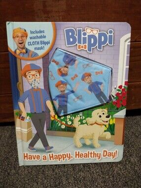 Blippi Kids Cloth Face Mask & Book Set - Blue Character Print